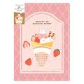 Pink A5 clear file with bird in strawberry ice cream illustration