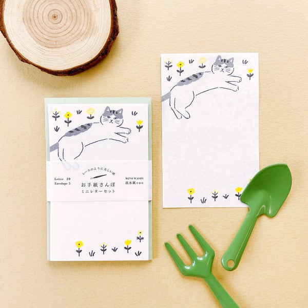 Furukawashiko Otegami Sanpo Mini Letter Set - Lounging Cat