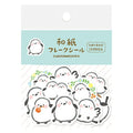 Furukawashiko white bird washi flake stickers on slit-cut sheet
