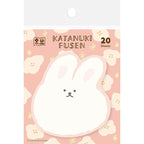 Rabbit die-cut sticky notes on pink cloud patterned backing