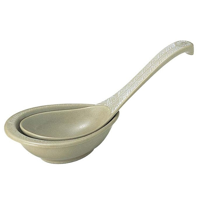 Ginpo Hana Mishima Large Renge Spoon & Rest Set