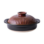 Ginpo Kikka Donabe clay pot brown kikka pattern lid induction compatible