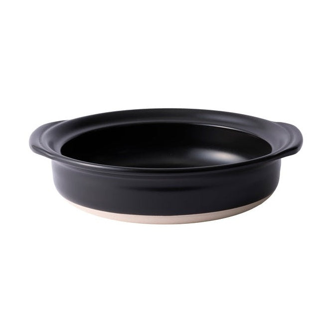 Ginpo Kikka Donabe clay pot open interior black glaze beige base