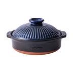 Ginpo Kikka Donabe Clay Pot - Navy - Size 8 Deep