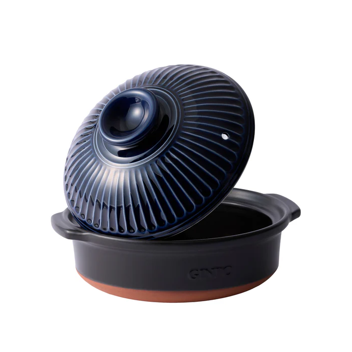 Ginpo Kikka Donabe Clay Pot - Navy - Size 9 Deep
