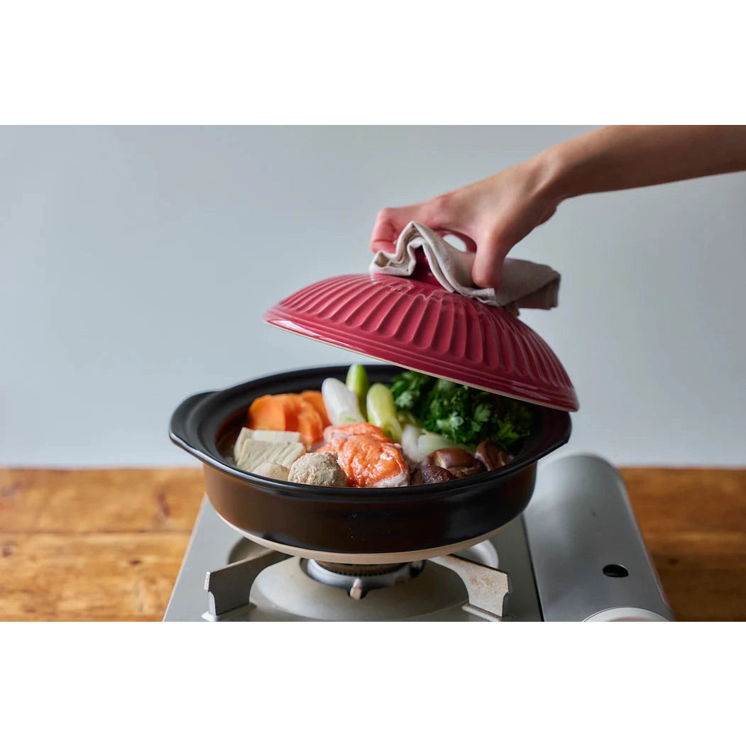 Ginpo Kikka Donabe Clay Pot - Pink Plum - Size 8