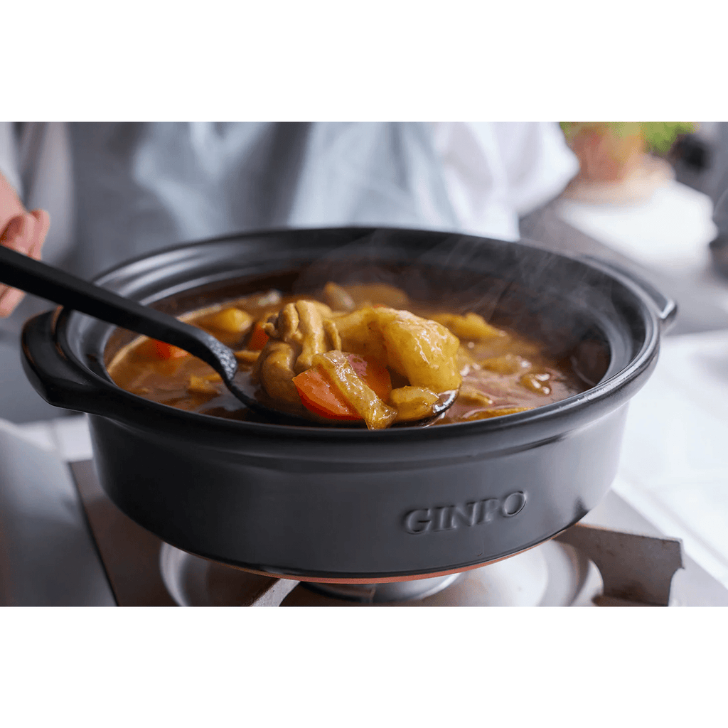 Ginpo Kikka Donabe Clay Pot - White Kohiki - Size 8 Deep