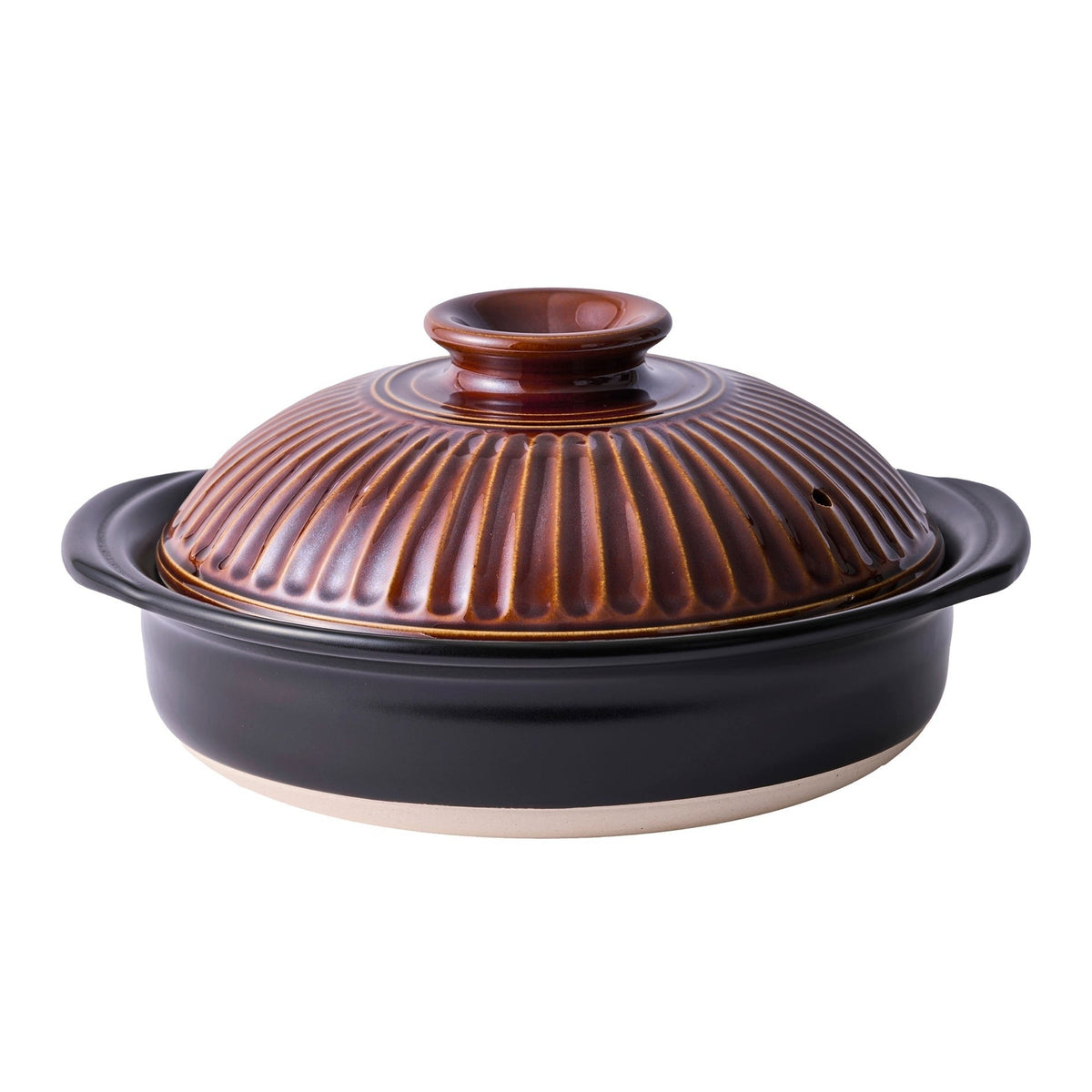 Ginpo Kikka Donabe Japanese Clay Pot 28cm 2.7L Brown Ame Chrysanthemum Size 9