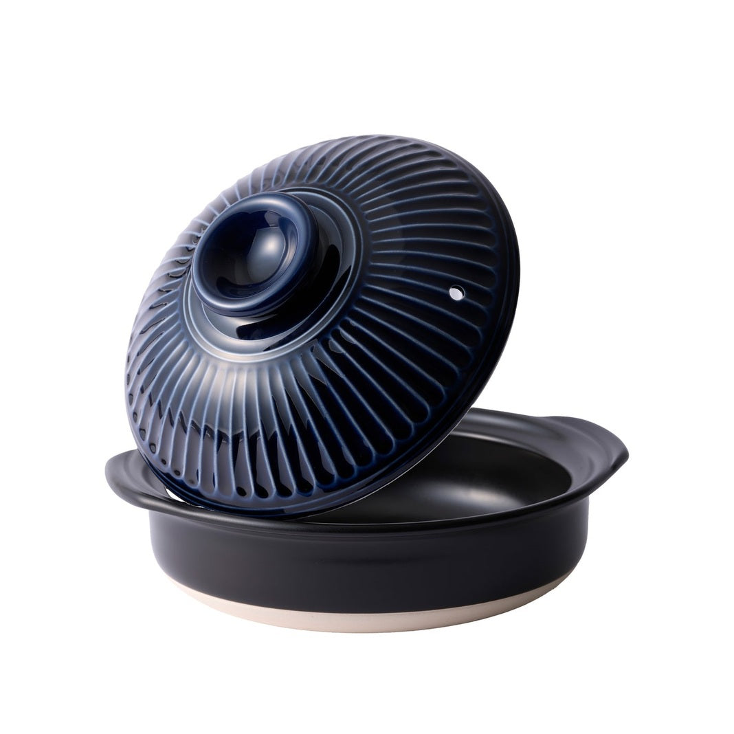 Ginpo Kikka IH Donabe Clay Pot 24cm 1.9L - Navy Size 8