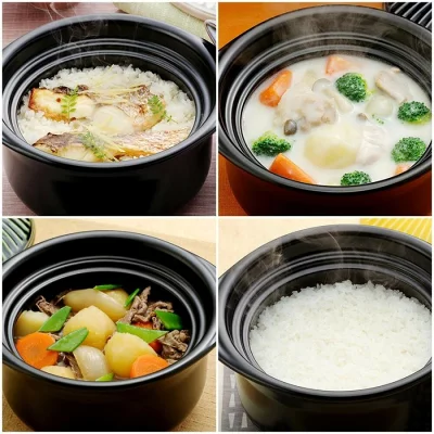 Ginpo Kikka IH Rice Multi Clay Pot 1.8L Size 3 - Pink Plum