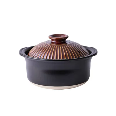 Ginpo Kikka Rice Multi Clay Pot 2.6L Size 5 - Ame Brown