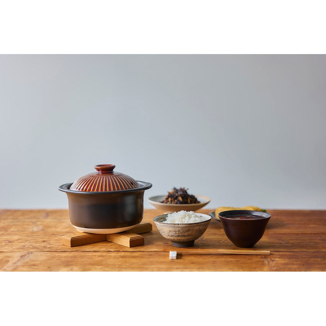 Ginpo Kikka Rice Multi Clay Pot 2.6L Size 5 - Ame Brown
