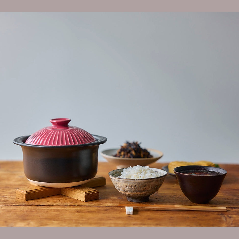 Ginpo Kikka Rice Multi Clay Pot 2.6L Size 5 - Pink Plum
