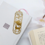 Gold Bookmark Shiba Inu and Mount Fuji