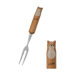Grapport wooden shiba inu fork with engraved Fluffy design and silver tines