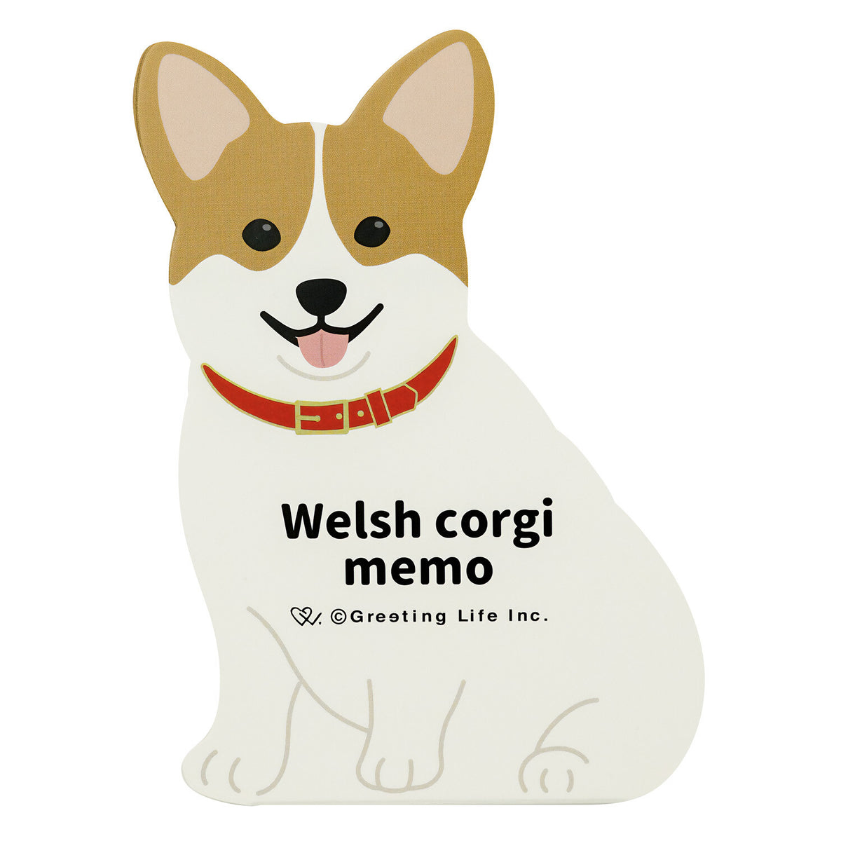 Greeting Life Welsh Corgi die-cut memo pad with red collar