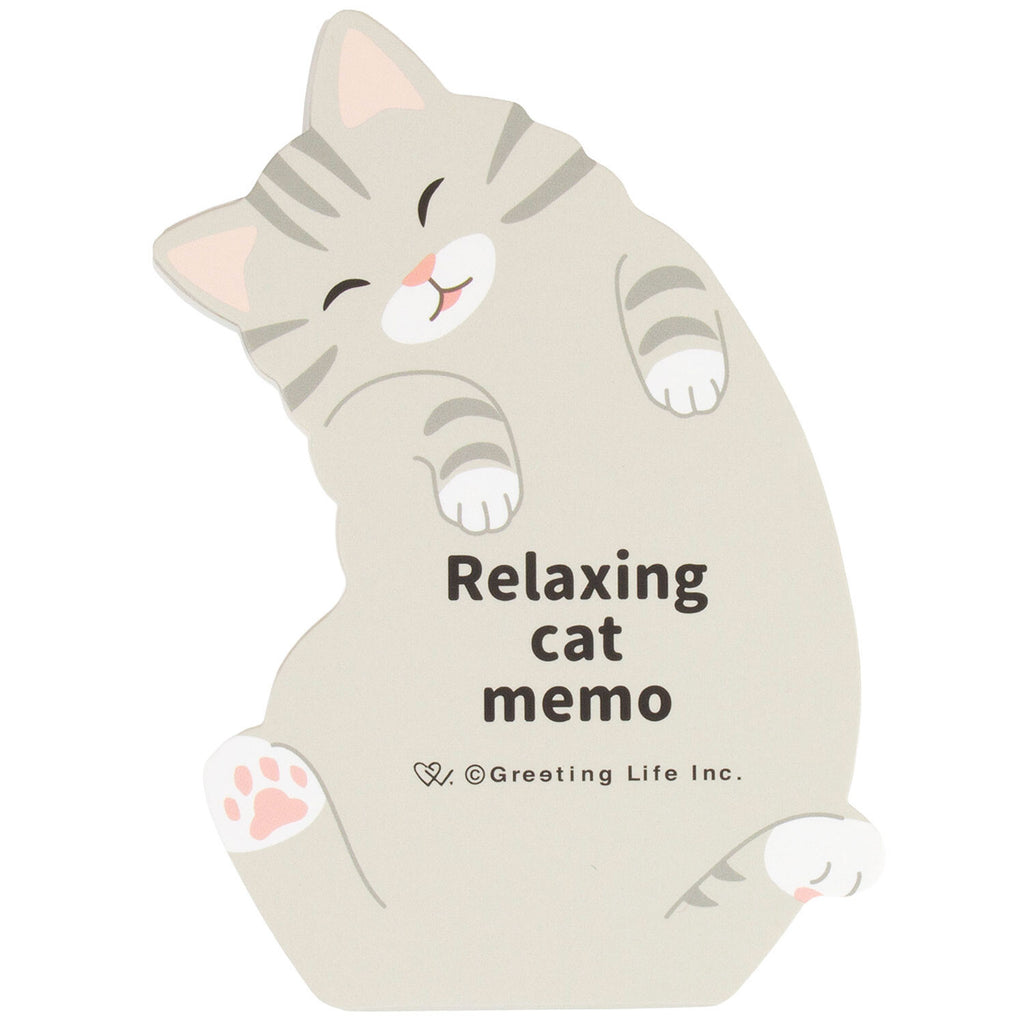Front view sleeping grey tabby die-cut memo pad