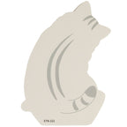 Back of beige die-cut cat memo pad with grey stripes