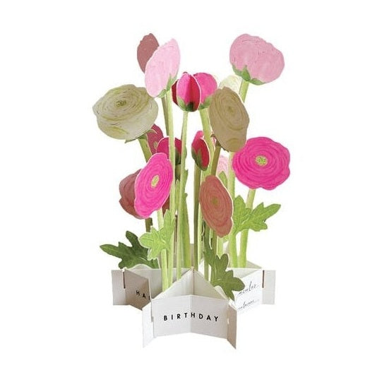 Greeting Life Birthday Blooming Flower Pink Buttercup Pop-Up Card