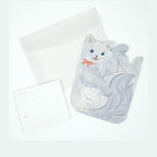 Cat birthday card set with tracing envelope and address sticker