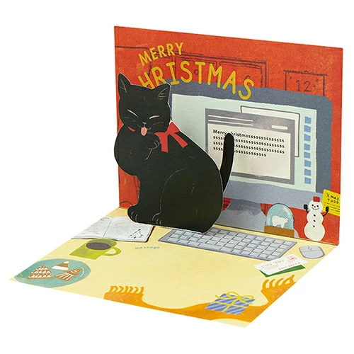 Greeting Life Christmas Black Cat Card / PC