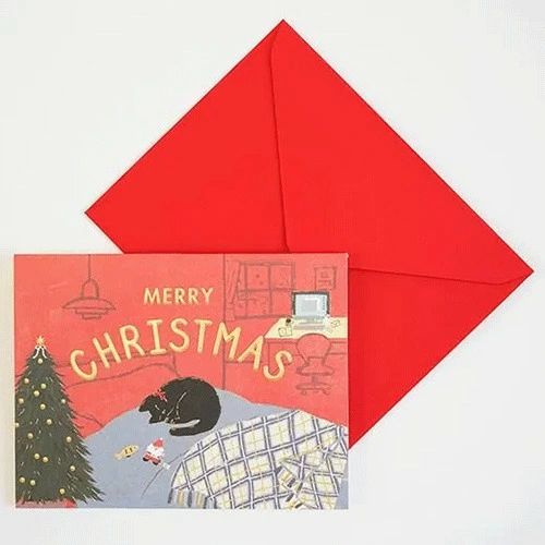 Greeting Life Christmas Black Cat Card / PC
