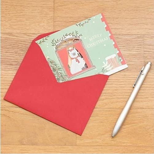 Greeting Life Christmas Window Party Card Cat
