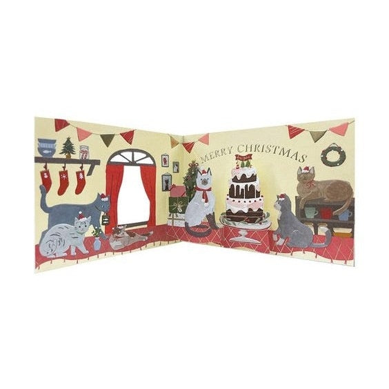 Greeting Life Christmas Window Party Card Cat