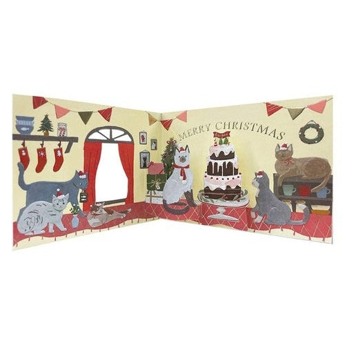 Greeting Life Christmas Window Party Card Cat