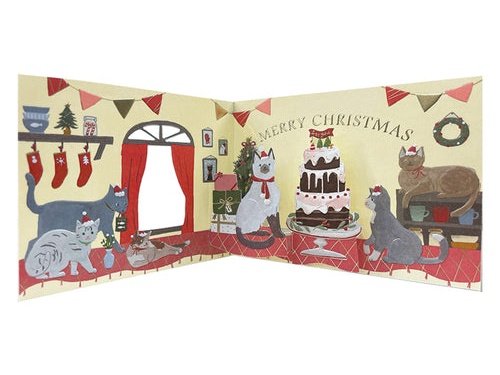 Greeting Life Christmas Window Party Card Cat