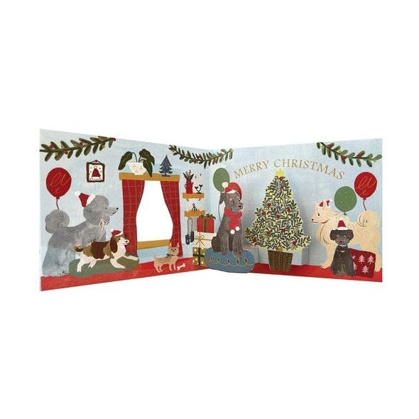 Greeting Life Christmas Window Party Card Dog