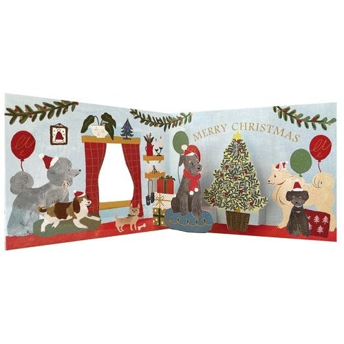 Greeting Life Christmas Window Party Card Dog