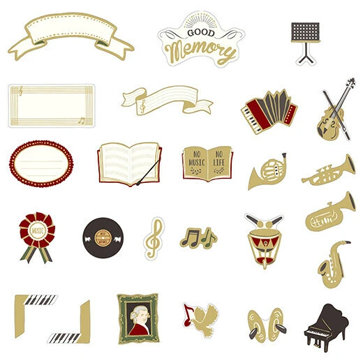 Greeting Life Flaky Stickers Music