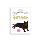 Greeting Life For You Letterpress Mini Card - Black Cat