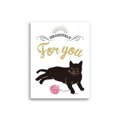 Greeting Life For You Letterpress Mini Card - Black Cat