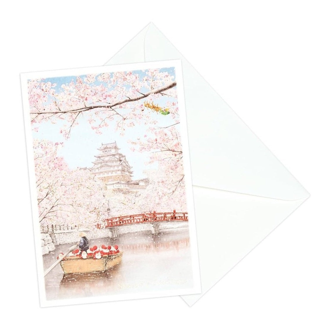 Greeting Life Japanese Style Mini Santa Christmas Card Himeji-jo Castle