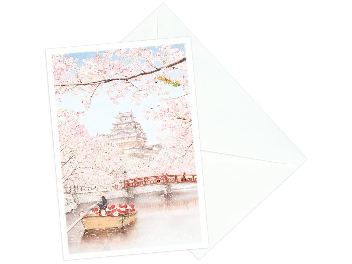 Greeting Life Japanese Style Mini Santa Christmas Card Himeji-jo Castle