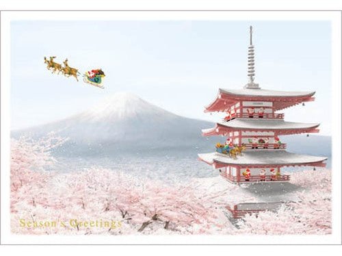 Greeting Life Japanese Style Mini Santa Christmas Card Fuji Sengen Shrine