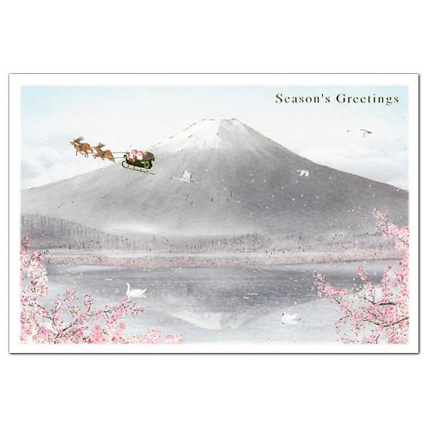 Greeting Life Japanese Style Mini Santa Christmas Card Mt.Fuji Sengen Shrine