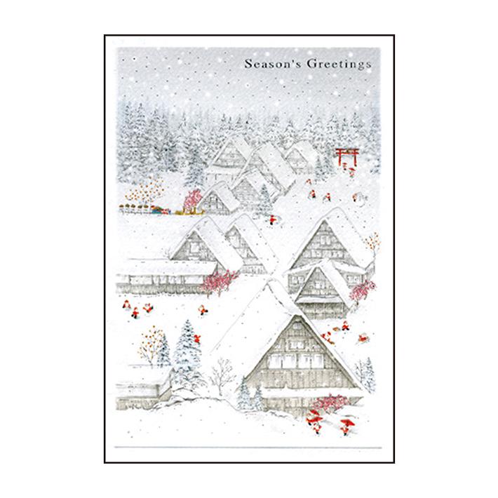 Greeting Life Japanese Style Mini Santa Christmas Card Shirakawa-go