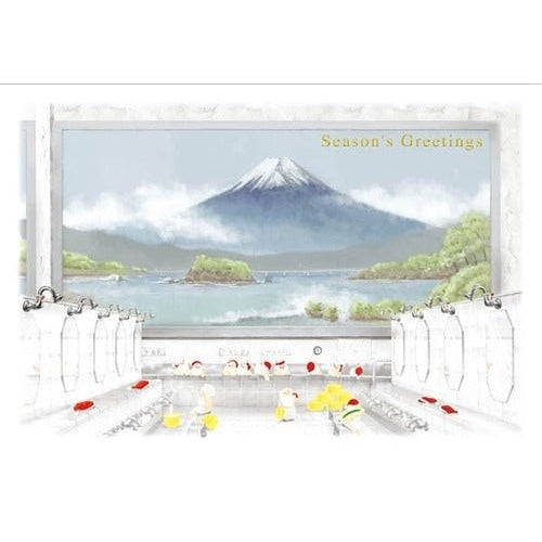 Greeting Life Japanese Style Mini Santa Christmas Card Sento public bathhouse