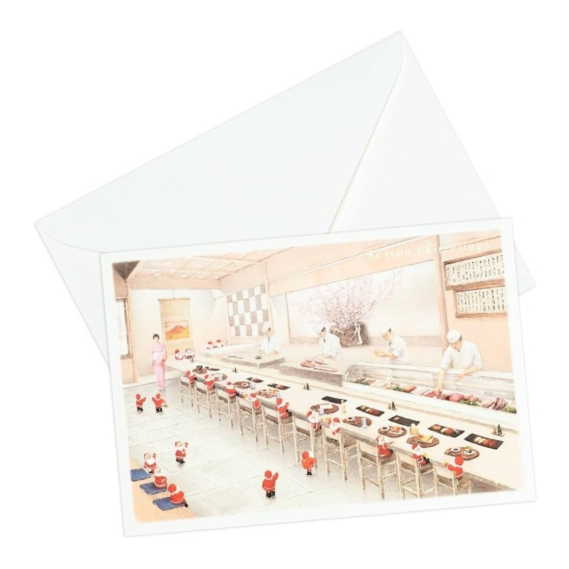 Greeting Life Japanese Style Mini Santa Christmas Card Sushi
