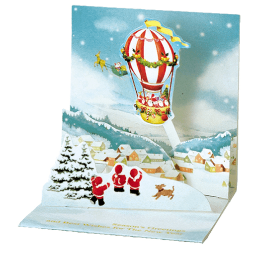 Greeting Life Mini SantaChristmas Pop-up Mini Card - Air Baloon