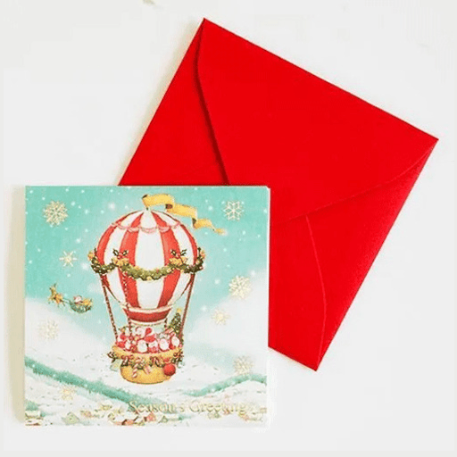 Greeting Life Mini SantaChristmas Pop-up Mini Card - Air Baloon