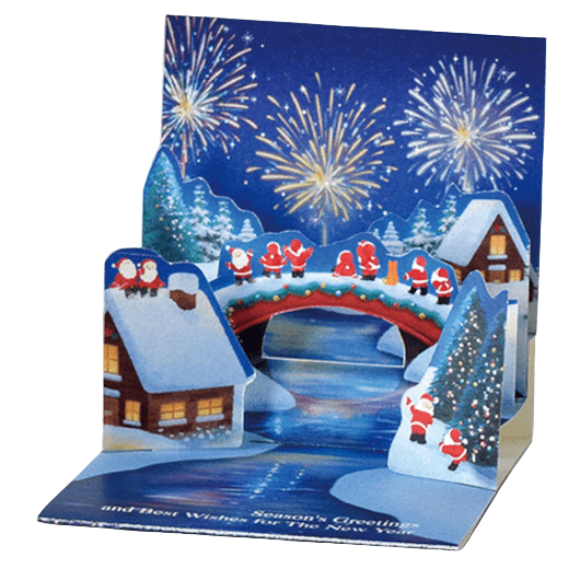 Greeting Life Mini SantaChristmas Pop-up Mini Card - Fireworks
