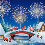 Greeting Life Mini SantaChristmas Pop-up Mini Card - Fireworks
