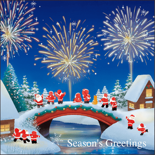 Greeting Life Mini SantaChristmas Pop-up Mini Card - Fireworks