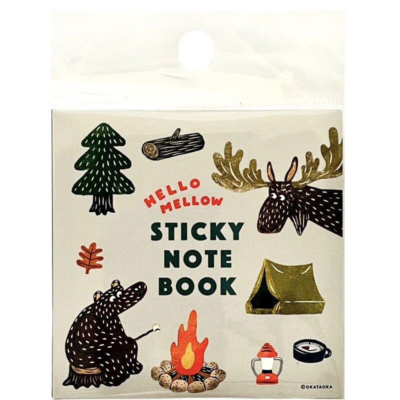Hello Mellow Okataoka sticky note book with camping illustrations