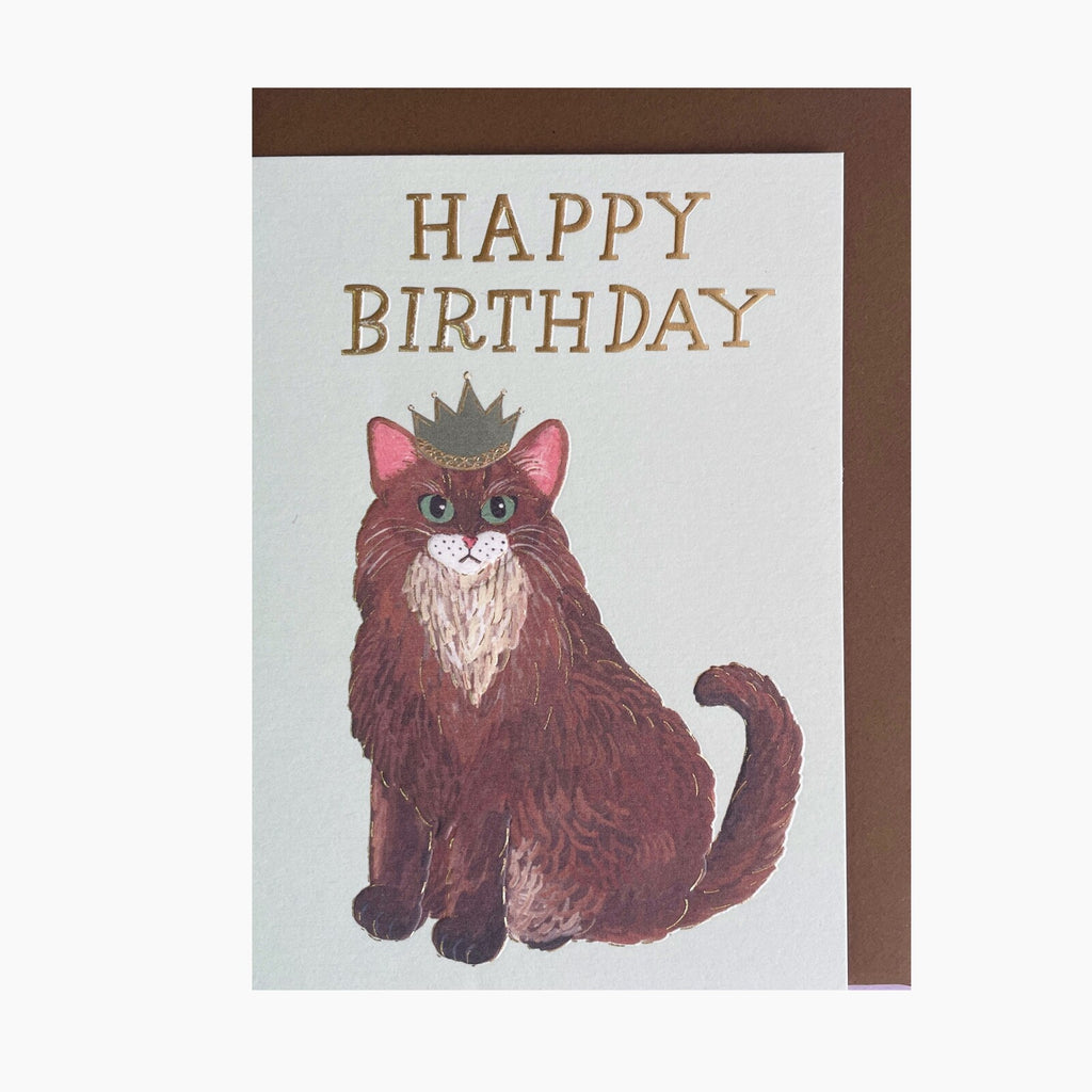 Greeting Life Sodeyama Kahoko Birthday Mini Card - Brown Cat