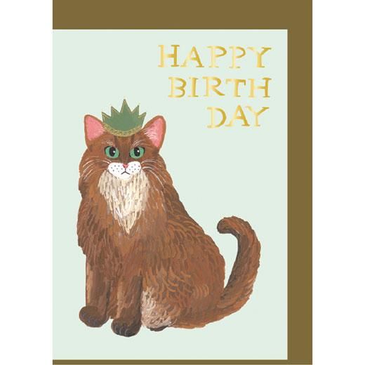 Greeting Life Sodeyama Kahoko Birthday Mini Card - Brown Cat